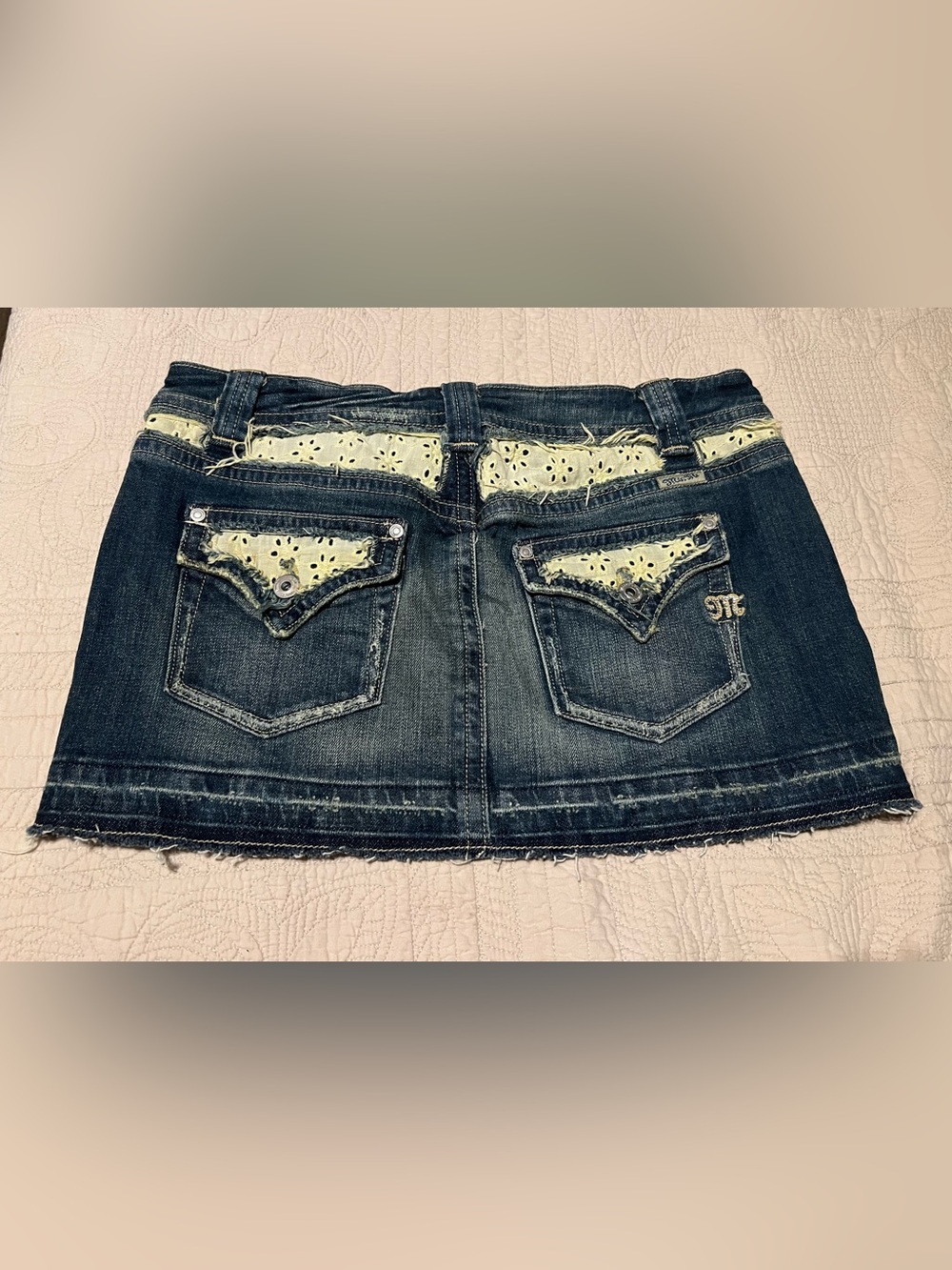 Miss Me Blue Distressed Denim Mini Skirt